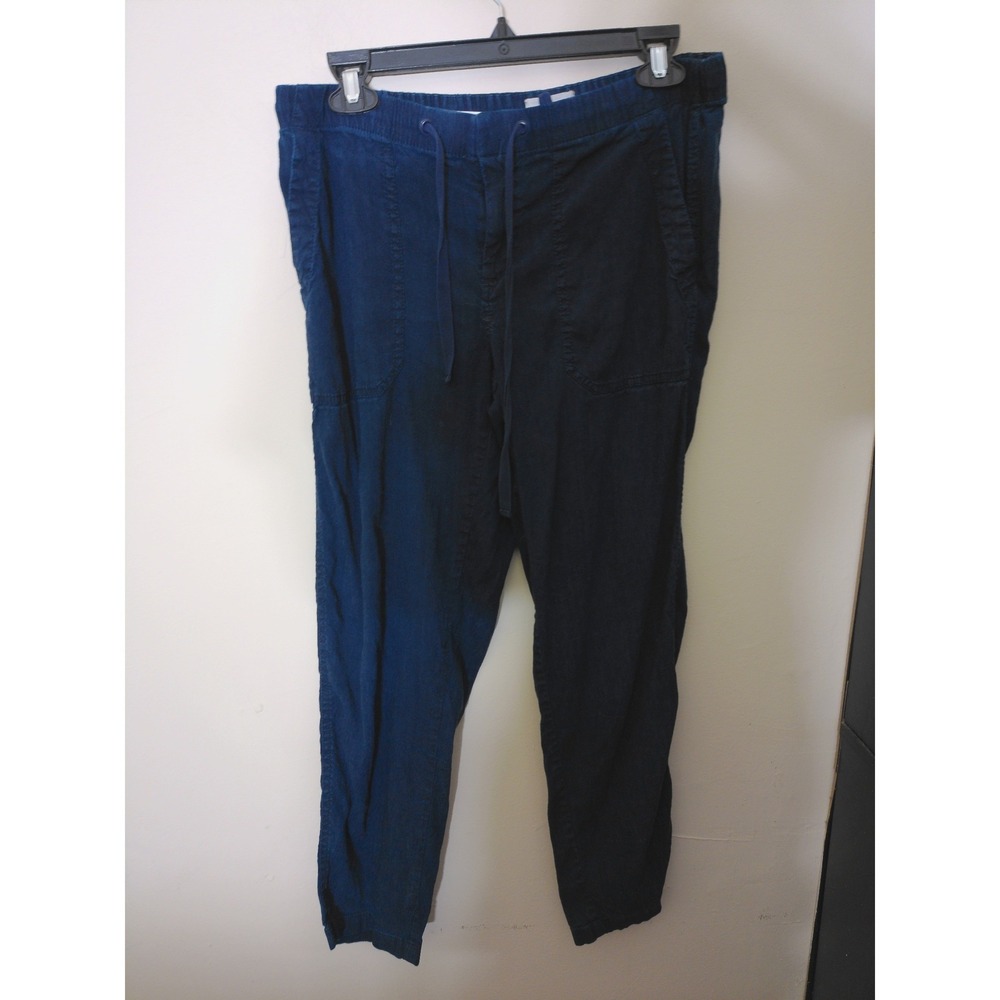 Lou & Grey Jogger Pants Women Sm Navy Blue Tapered Elastic Waist Coastal Casual